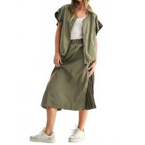 NEW JOH jelani skirt with pleated zipper sides in olive